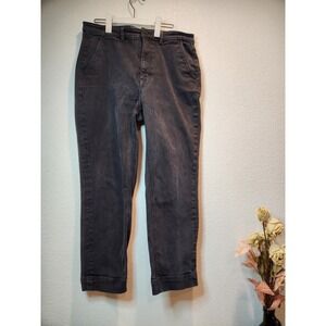 Everlane The Slim Leg Crop Pants Women's Size 14 Washed‎ Black Cotton Twill